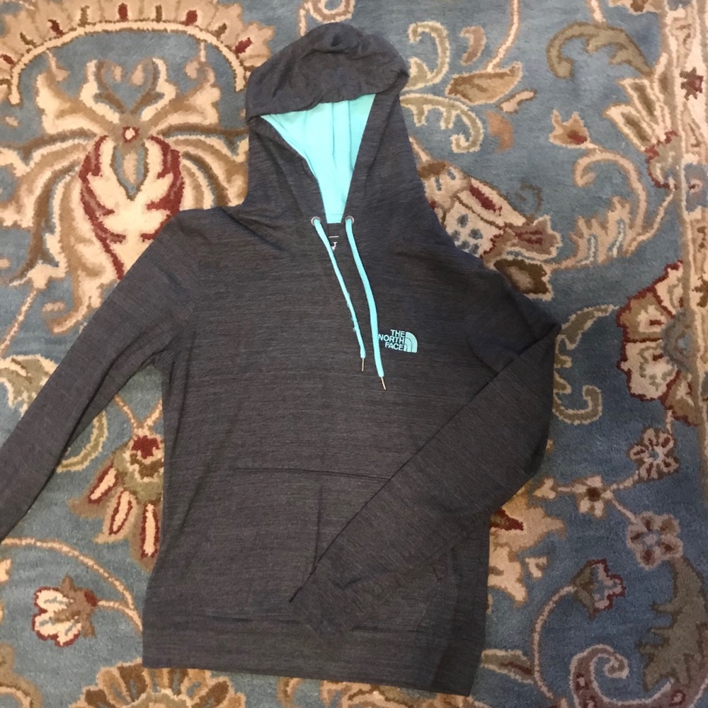 North Face Grey & Blue Hoodie